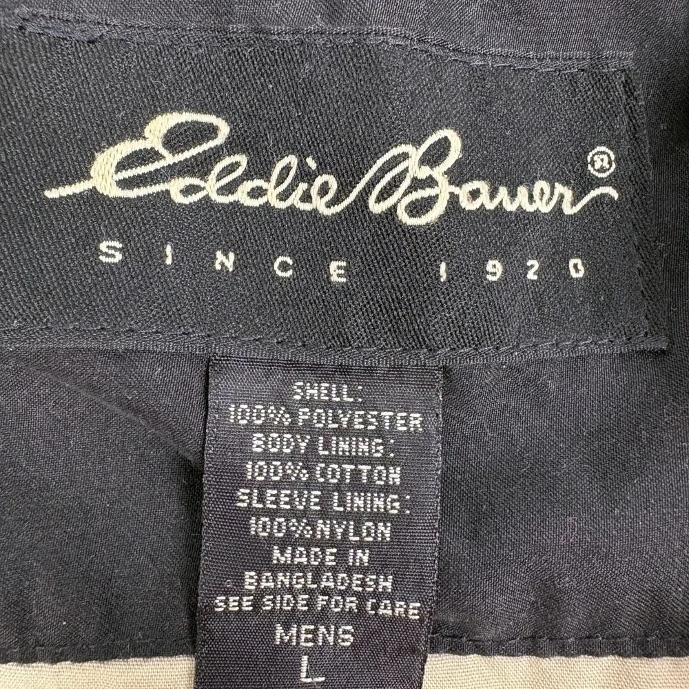 VTG Eddie Bauer Japan Release Tech Jacket Mens Sz L Black Windbreaker Boxy Golf
